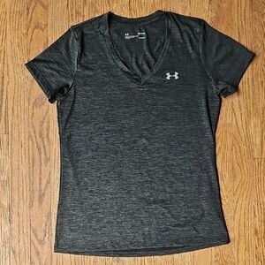 Under Armour Heatgear Gray/Green Fitted Short Sleeve T-Shirt Size M